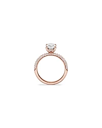 1.95 Carat TW Oval Cut Laboratory-Grown Diamond Solitaire Side Accent Engagement Ring in 14kt Rose Gold