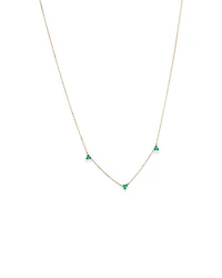 Emerald Trio Station Necklace in 10kt Yellow Gold