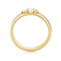 Australian Opal & 0.18 Carat TW of Diamonds 3 Ring Set in 10kt Yellow Gold