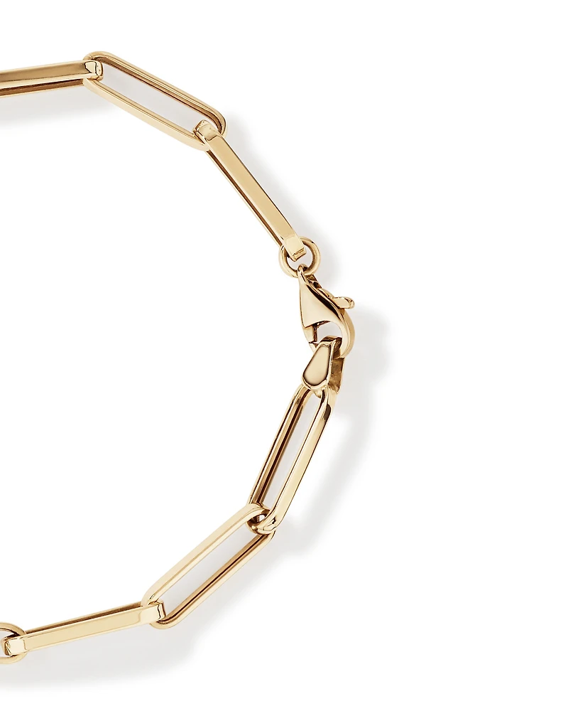 19cm (7.5) 4.3mm Hollow Paperclip Bracelet In 10kt Yellow Gold