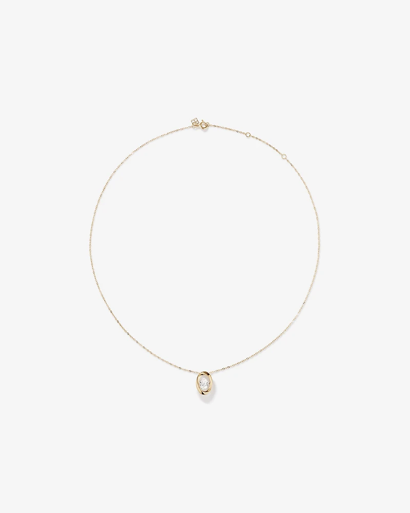 Lume Lab Oval Pendant with 0.50 Carat TW of Laboratory-Grown Diamond in 10kt White Gold