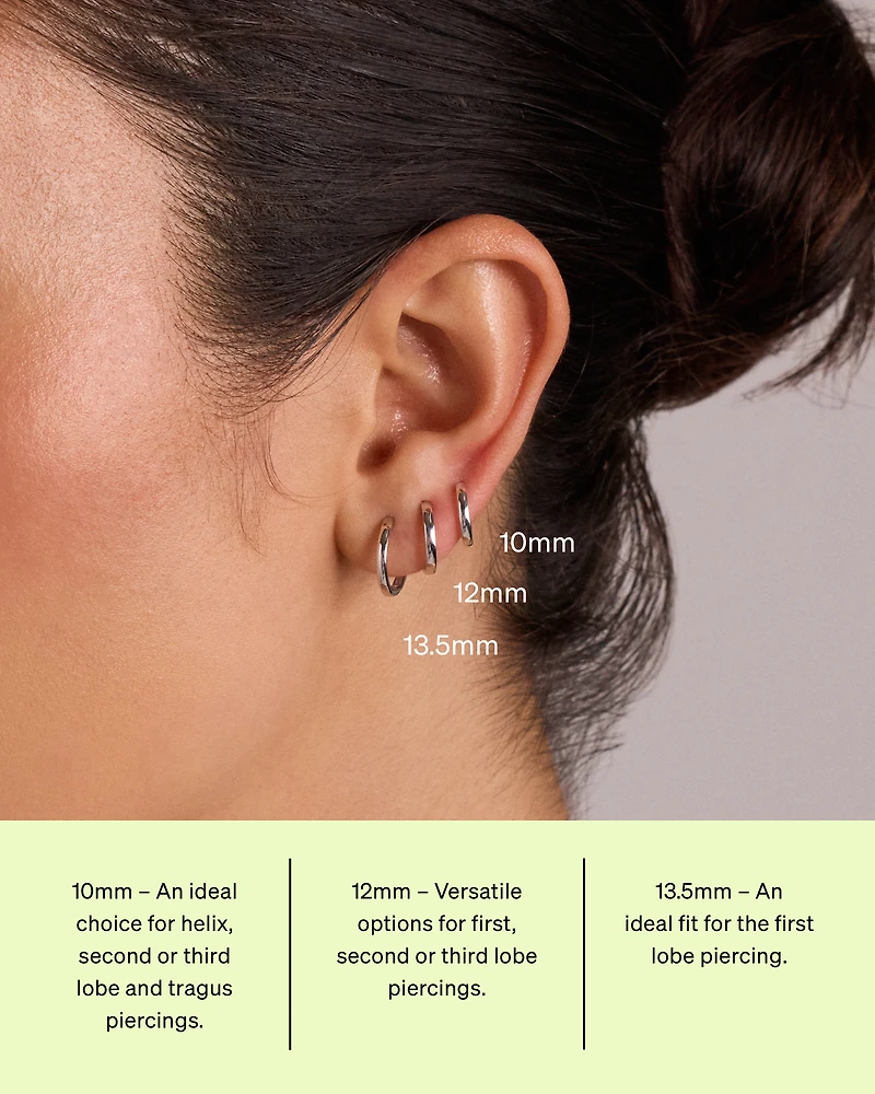 13.5mm Large Polished Huggie Earrings in Sterling Silver