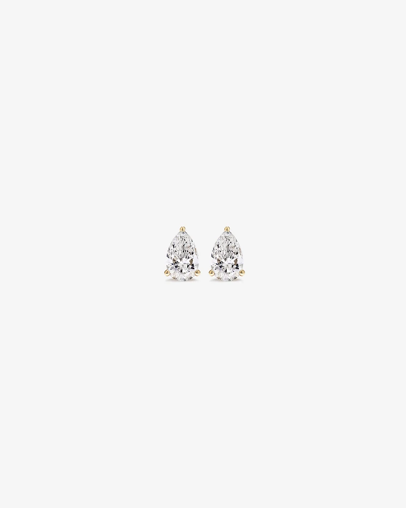 1.00 Carat TW Pear Cut Laboratory-Grown Diamond Solitaire Stud Earrings in 10kt Yellow Gold