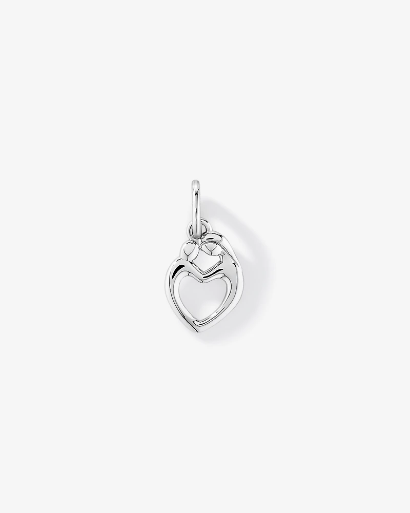 Pendentif en cœur mère-enfant en argent sterling