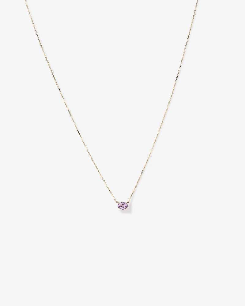 Oval East-West Rose Amethyst Necklace in 10kt Yellow Gold