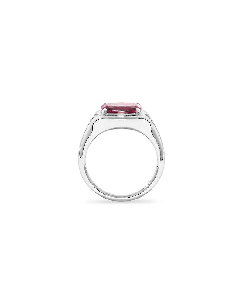 Elongated Cushion Cut Raspberry Rhodolite Garnet East-to-West Set Ring 10kt Gold