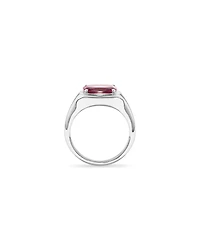 Elongated Cushion Cut Raspberry Rhodolite Garnet East-to-West Set Ring 10kt Gold
