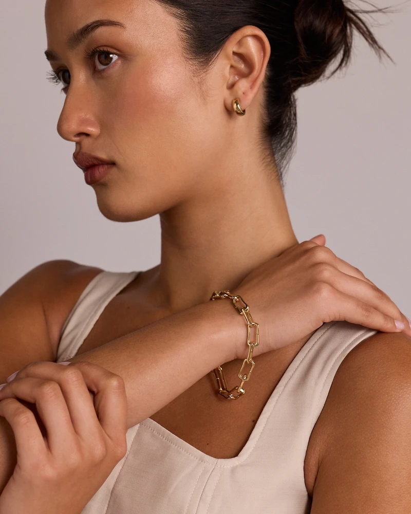 Bracelet à maillons alternés avec clip de 20,5 cm (8,1 po) en or jaune 10 carats