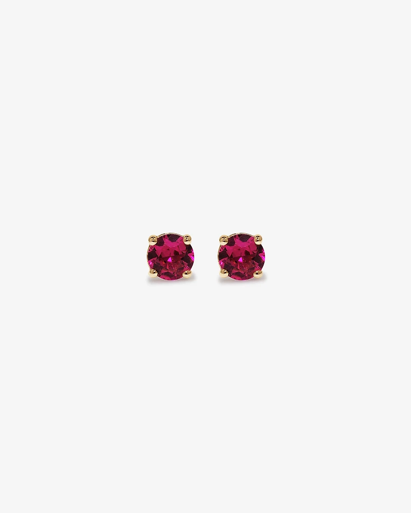 Stud Earrings with Red Created Ruby in 10kt Yellow Gold