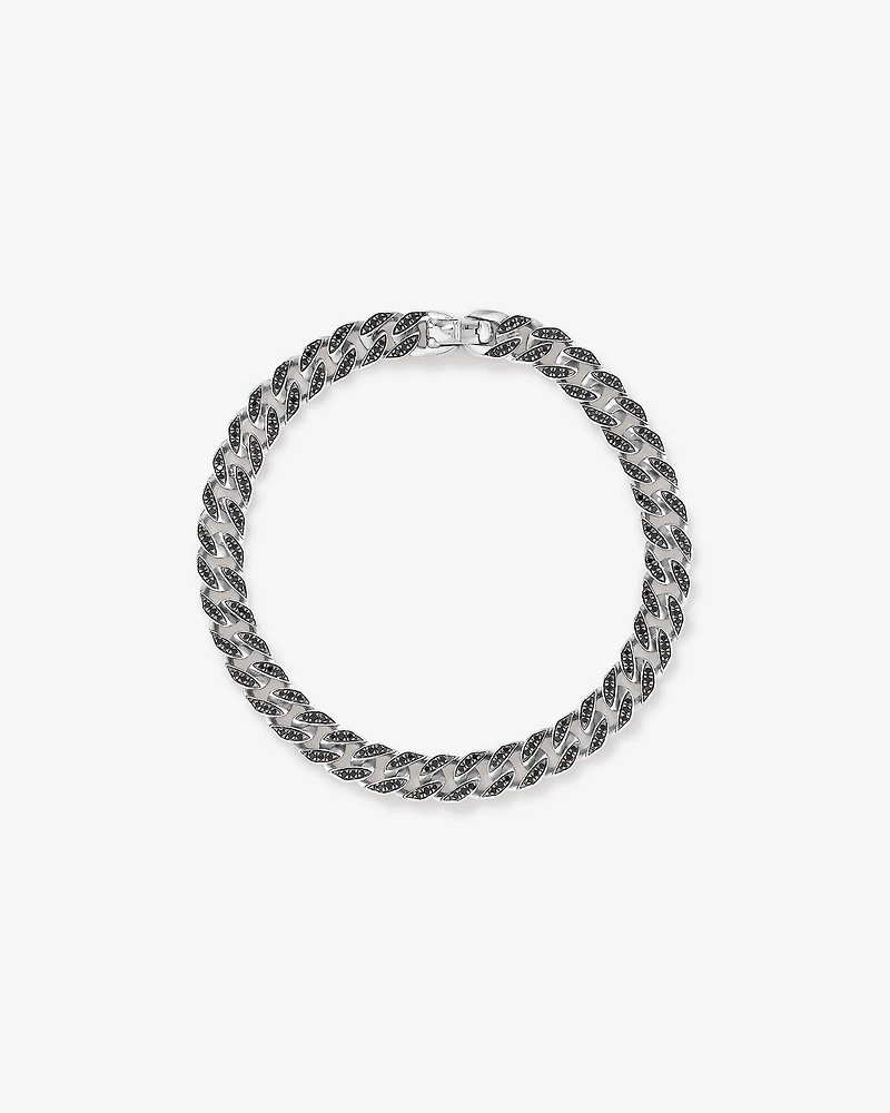 Bracelet cubain pour hommes en argent sterling avec diamants noirs de 1,32 carat au total
