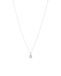 Round Brilliant Cubic Zirconia Halo Pendant Necklace in Sterling Silver