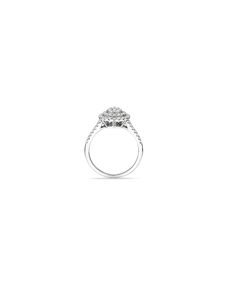 0.65 Carat TW Pear Shaped Cluster Halo Diamond Ring in 10kt White Gold