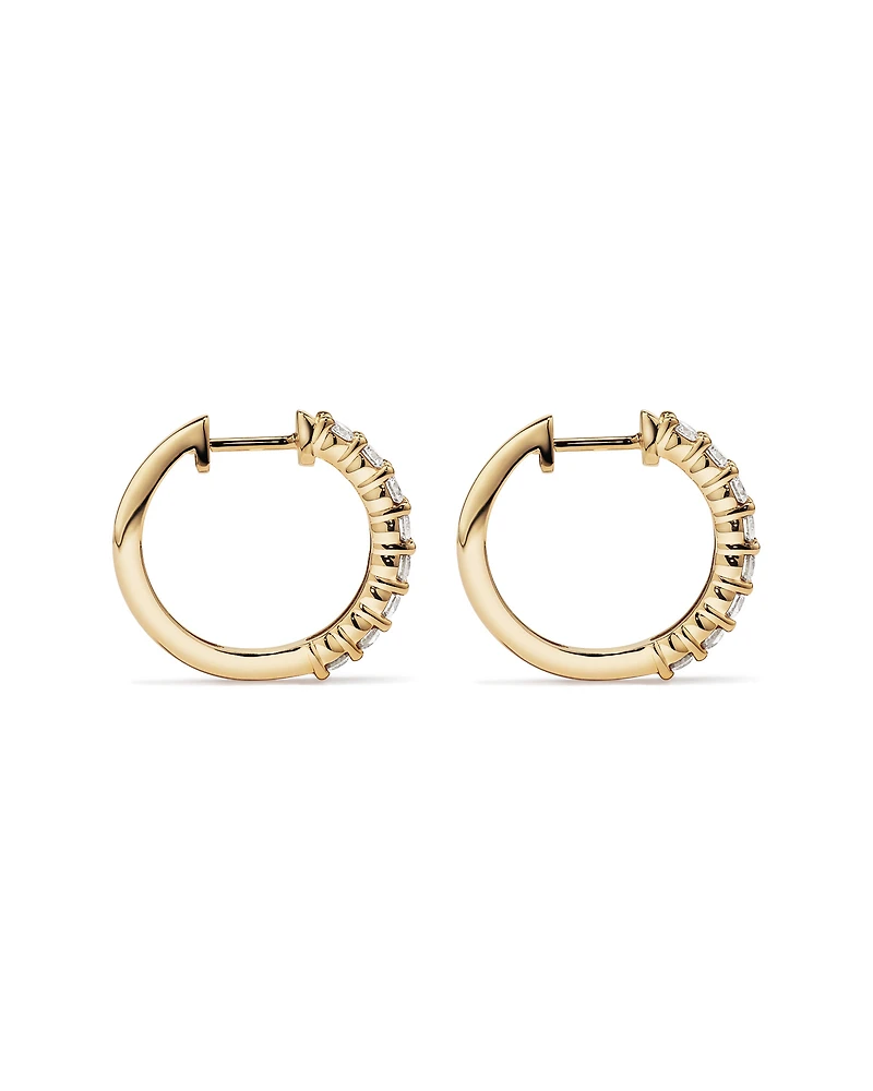 1.00 Carat TW Laboratory-Grown Diamond Hoop Huggie Earrings in 10kt Yellow Gold