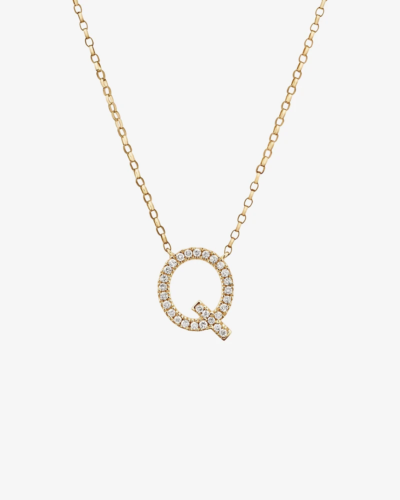 Collier à initiale « Q » en or jaune 10 K à diamants totalisant 0,10 ct