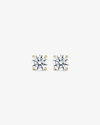 Boucles d'oreilles solitaire en or jaune 14 carats, serties d'un diamant de laboratoire de 1,00 carat (poids total)