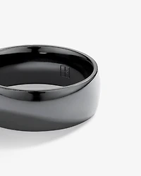 Bague de mariage en titane noir poli à dôme de 8 mm