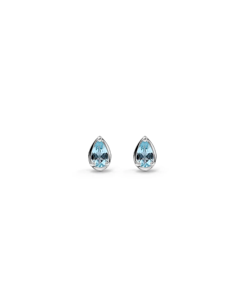 Pear-Cut Aquamarine Stud Earrings in Sterling Silver