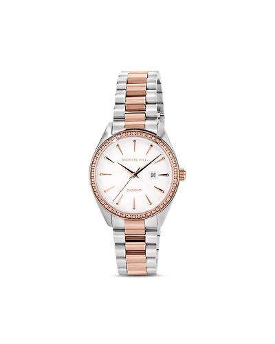 Women's 0.60 Carat TW Diamond Bezel Watch in Rose Tone Stainless Steel.