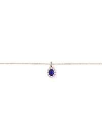 Created Sapphire & 0.47 Carat TW Laboratory-Grown Diamond Pendant with Chain in 10kt Rose Gold