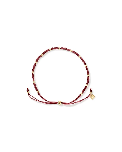 Dusty Rose Cord Bead Bracelet in 10kt Yellow Gold