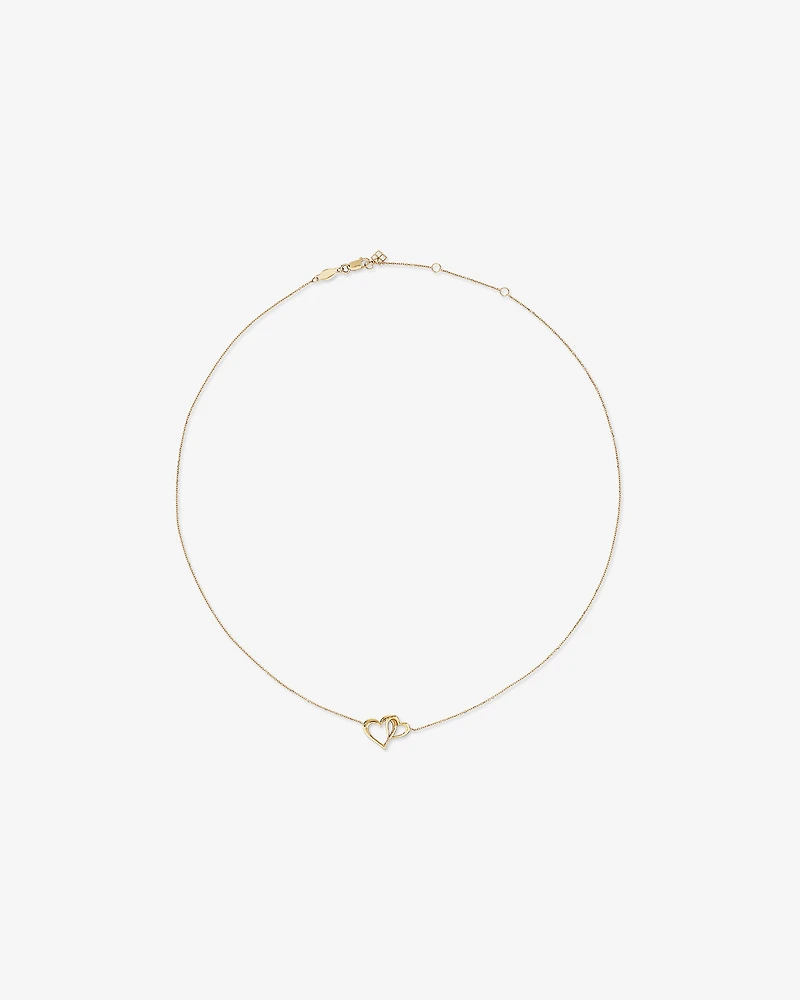 Double Open Heart Necklace in 10kt Yellow Gold
