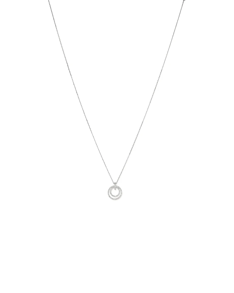 Fine Double Circle Diamond Pendant in Sterling Silver