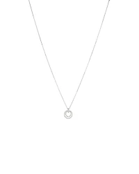Fine Double Circle Diamond Pendant in Sterling Silver