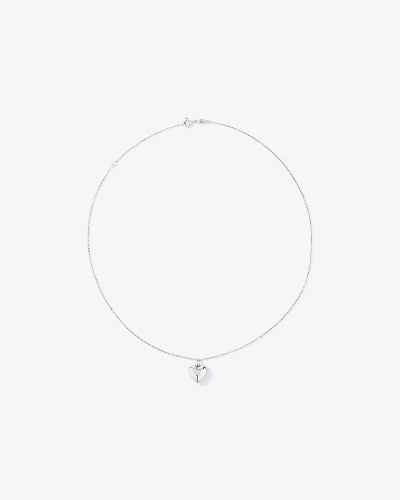 Pendentif en forme de cœur gonflé avec chaîne de 45 cm en argent sterling