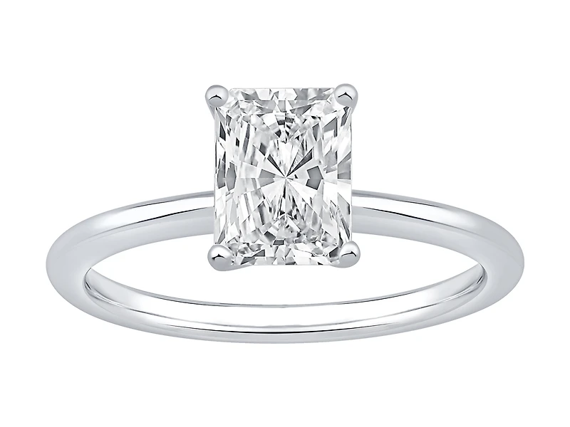 Bague De Fiançailles Solitaire En Diamant Laboratoire Taille Radiante 1,25 Carat Poids Total Or Blanc 14 Carats