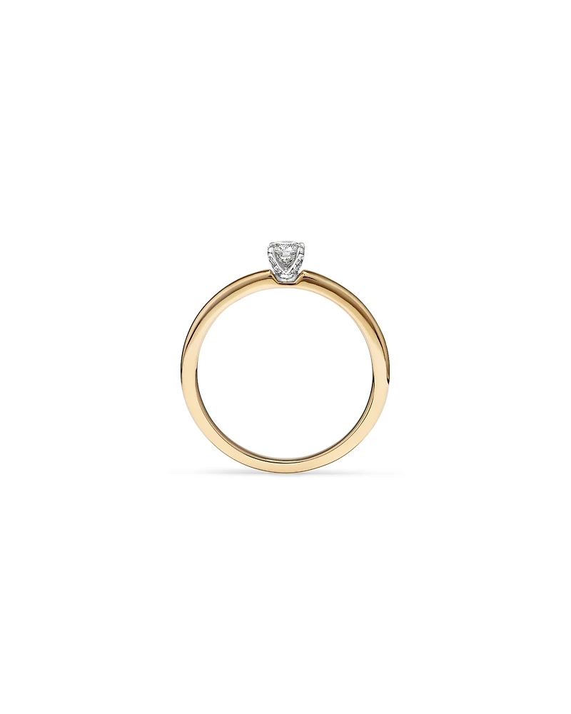 Bague de Fiançailles Solitaire en Diamant Rond Brillant 0,22 Carat TW avec Halo Caché en Or Jaune et Blanc 14 kt