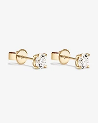 Boucles d’oreilles solitaires en diamant cultivées en laboratoire TW de 1,00 carat en or jaune 14 carats