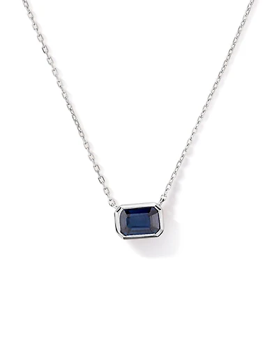 Collier serti de lunettes émeraude en saphir australien en or blanc 10 carats