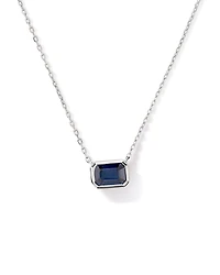 Collier serti de lunettes émeraude en saphir australien en or blanc 10 carats