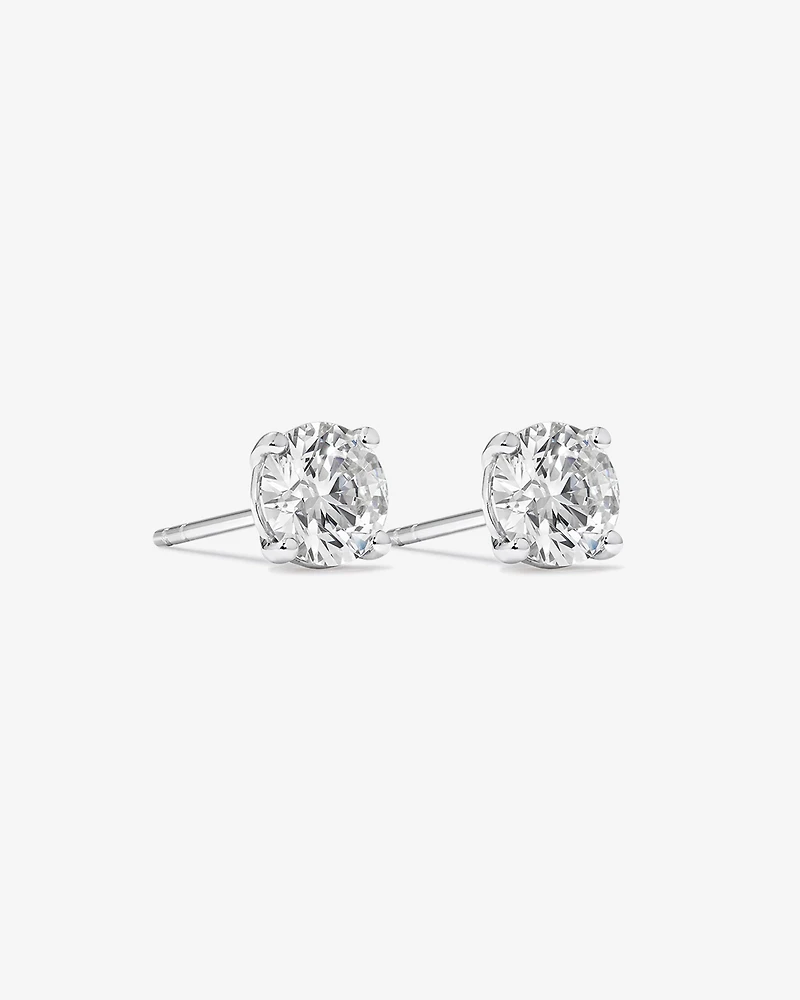 Carat TW Laboratory-Grown Diamond Solitaire Stud Earrings in 14kt White Gold
