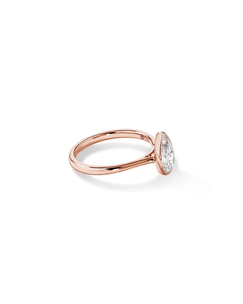 1.25 Carat TW Pear Cut Laboratory-Grown Diamond Solitaire Bezel Set Engagement Ring in 14kt Rose Gold