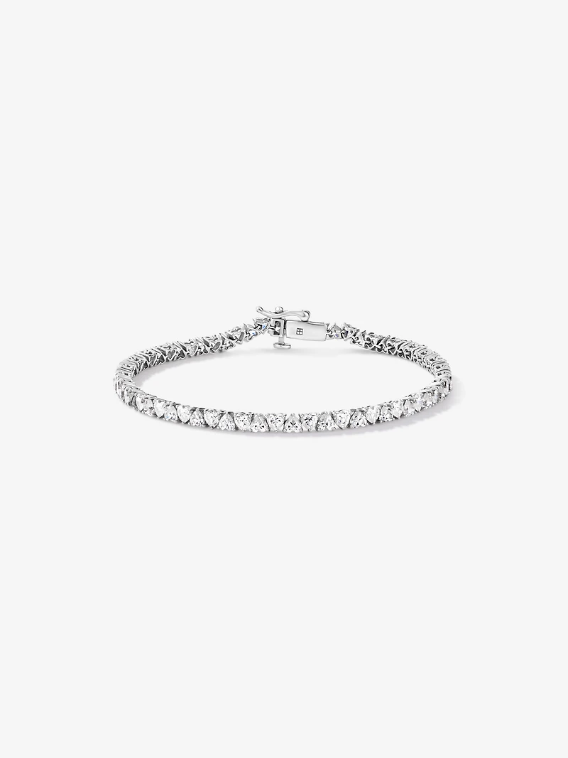6.60 Carat TW Laboratory-Grown Diamond Heart Tennis Bracelet in 10kt White Gold