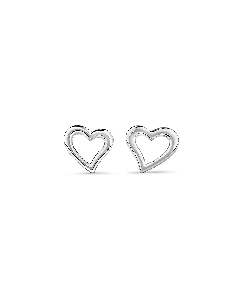 Boucles d'oreilles clous Cœur Ouvert en argent sterling