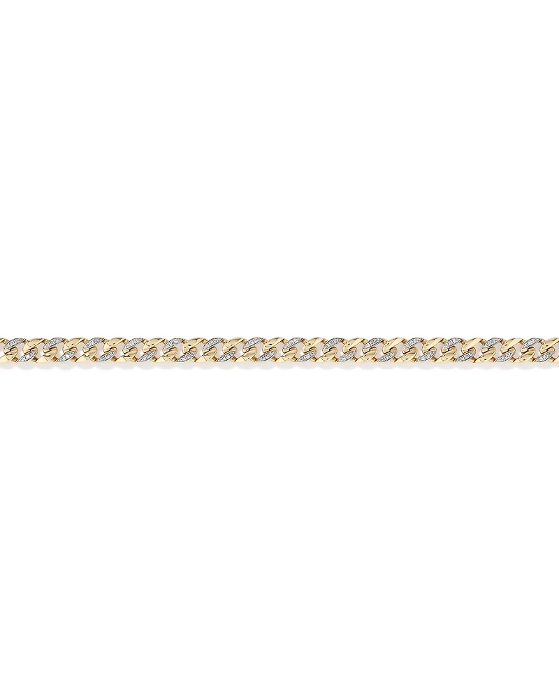 21cm Cuban Link Bracelet with 1.00 Carat TW of Diamonds in 10kt Yellow Gold