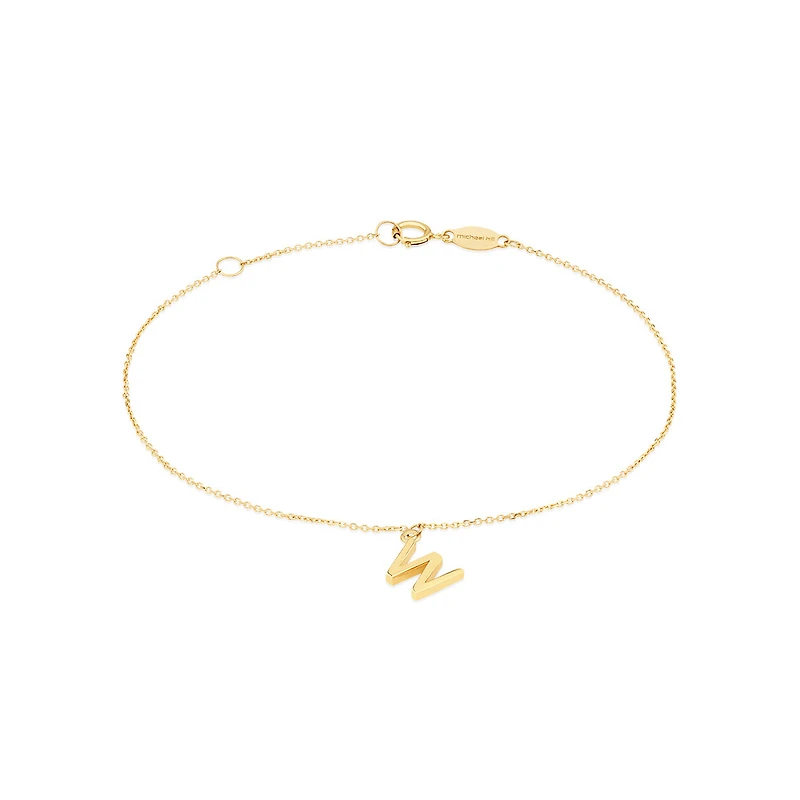19cm (7.5") W Initial Bracelet in 10kt Yellow Gold