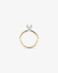 Bague de fiançailles solitaire en or jaune et blanc 14 carats, taille ovale, diamant de synthèse de 1,75 carat poids total total