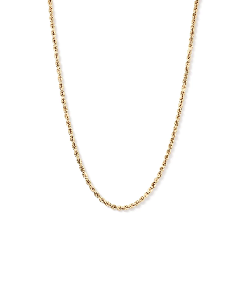 50cm (20") 4.4mm Width Hollow Rope Chain in 10kt Yellow Gold