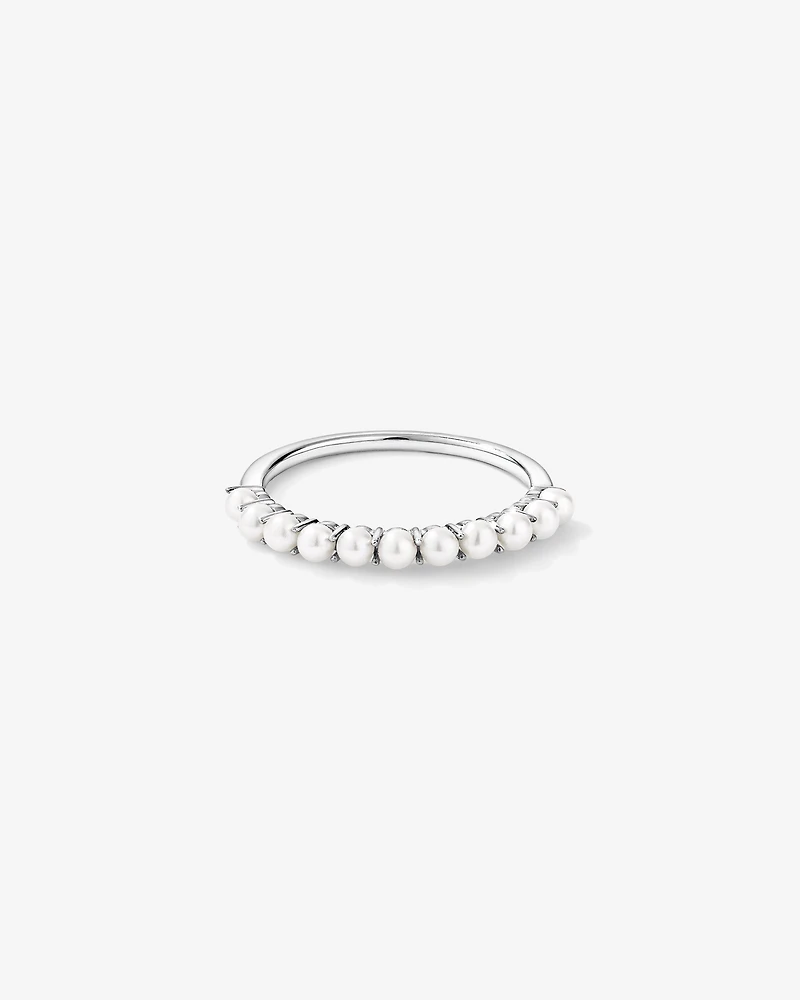 Cultured Freshwater Pearl Band Ring 10kt White Gold