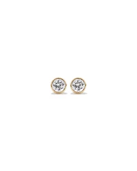 0.25 Carat TW Round Brilliant Diamond Solitaire Bezel Set Stud Earrings in 18kt Yellow Gold