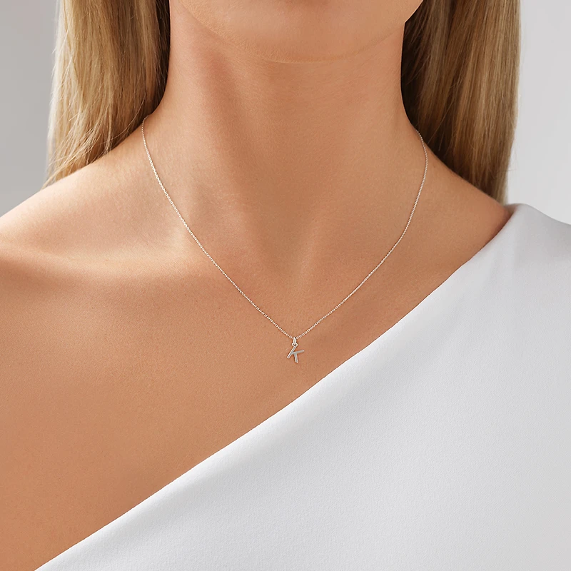 "K" Initial Pendant in Sterling Silver
