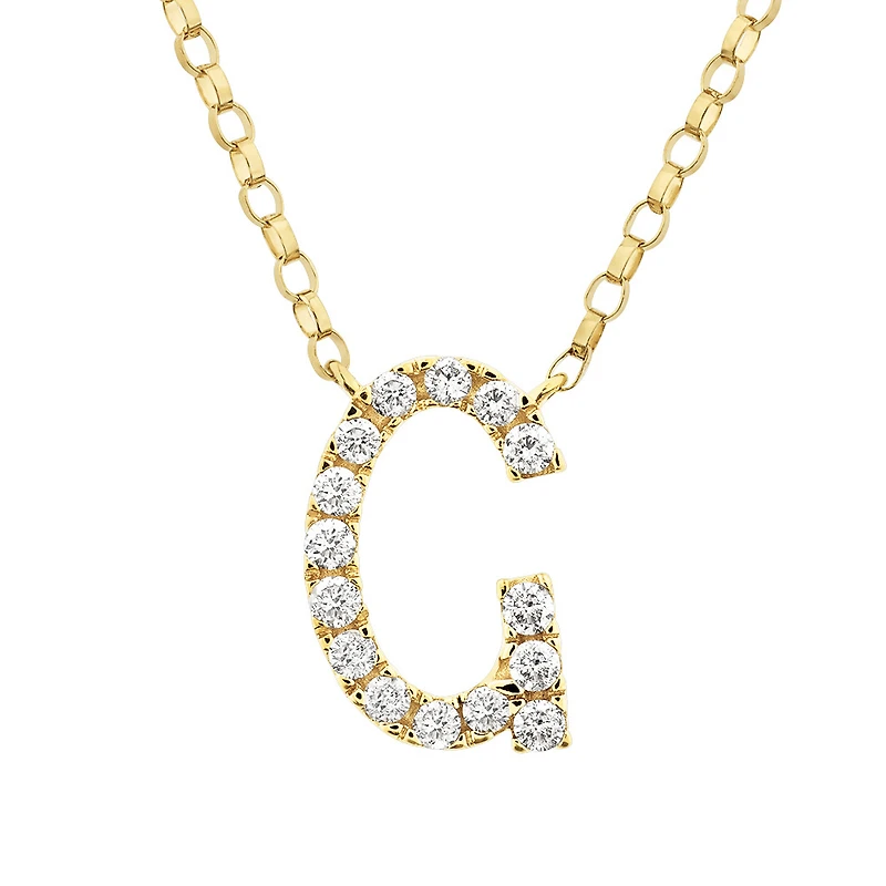 Collier à initiale « » en or jaune 10 K à diamants totalisant 0,10 ct