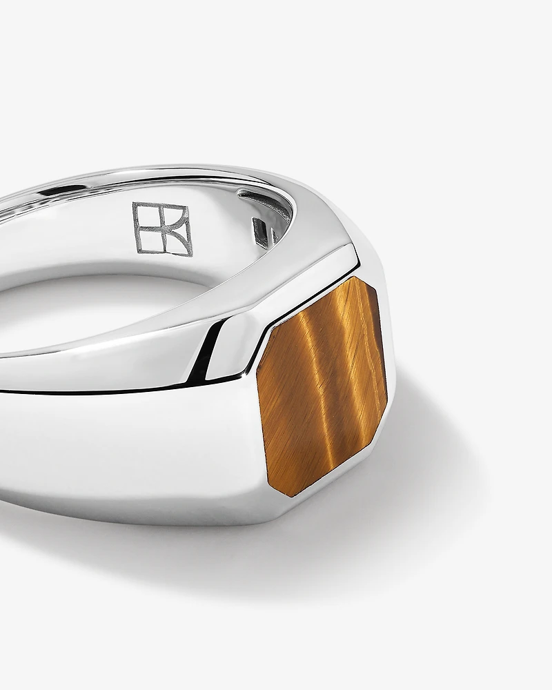 Tiger’s Eye Square Ring in Sterling Silver