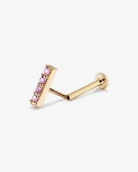 Pink Sapphire Bar Helix Single Stud Earring in 10kt Yellow Gold