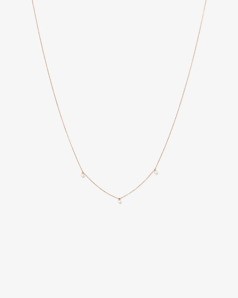 Cultured Freshwater Pearl Station Necklace in 10kt Rose Gold