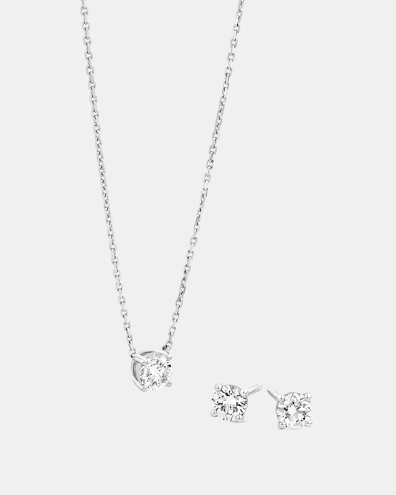 0.60 Carat TW Laboratory-Grown Diamond Stud Earrings & Pendant Set 10kt White Gold