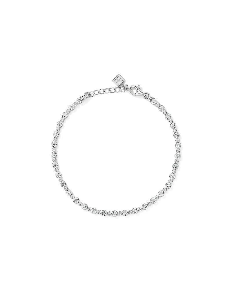 19cm (7.4") Round Tennis Bracelet with Cubic Zirconia in Sterling Silver